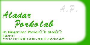 aladar porkolab business card